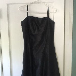 Black strapless evening gown